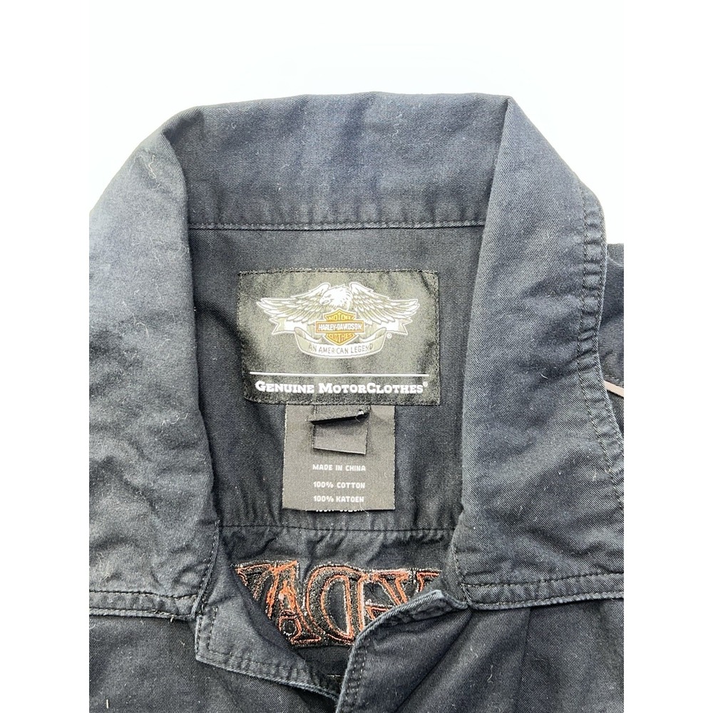 Harley-Davidson Mens Black Cotton Short Sleeve American Button-Down Shirt Size L - Picture 5 of 11